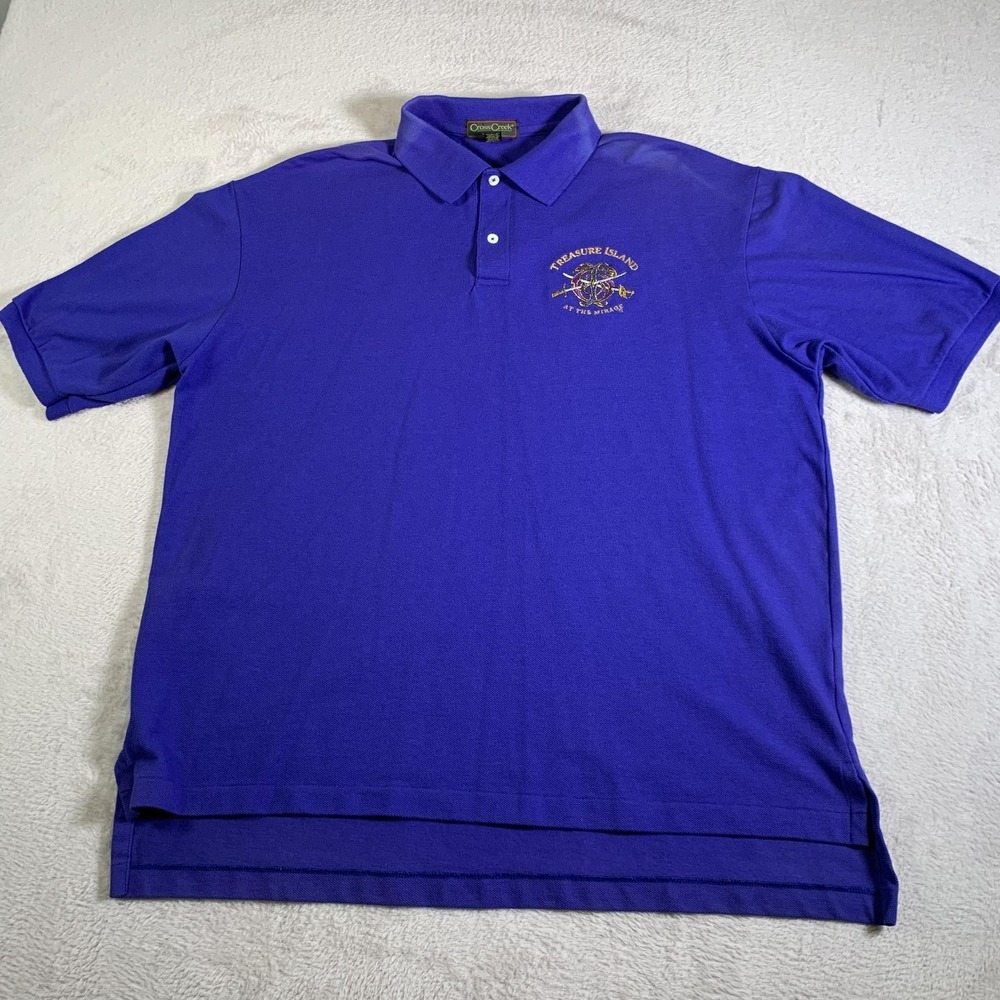 Vintage Treasure‎ Island Shirt Mens XL Blue Polo Cross Creek Mirage 90s USA Made